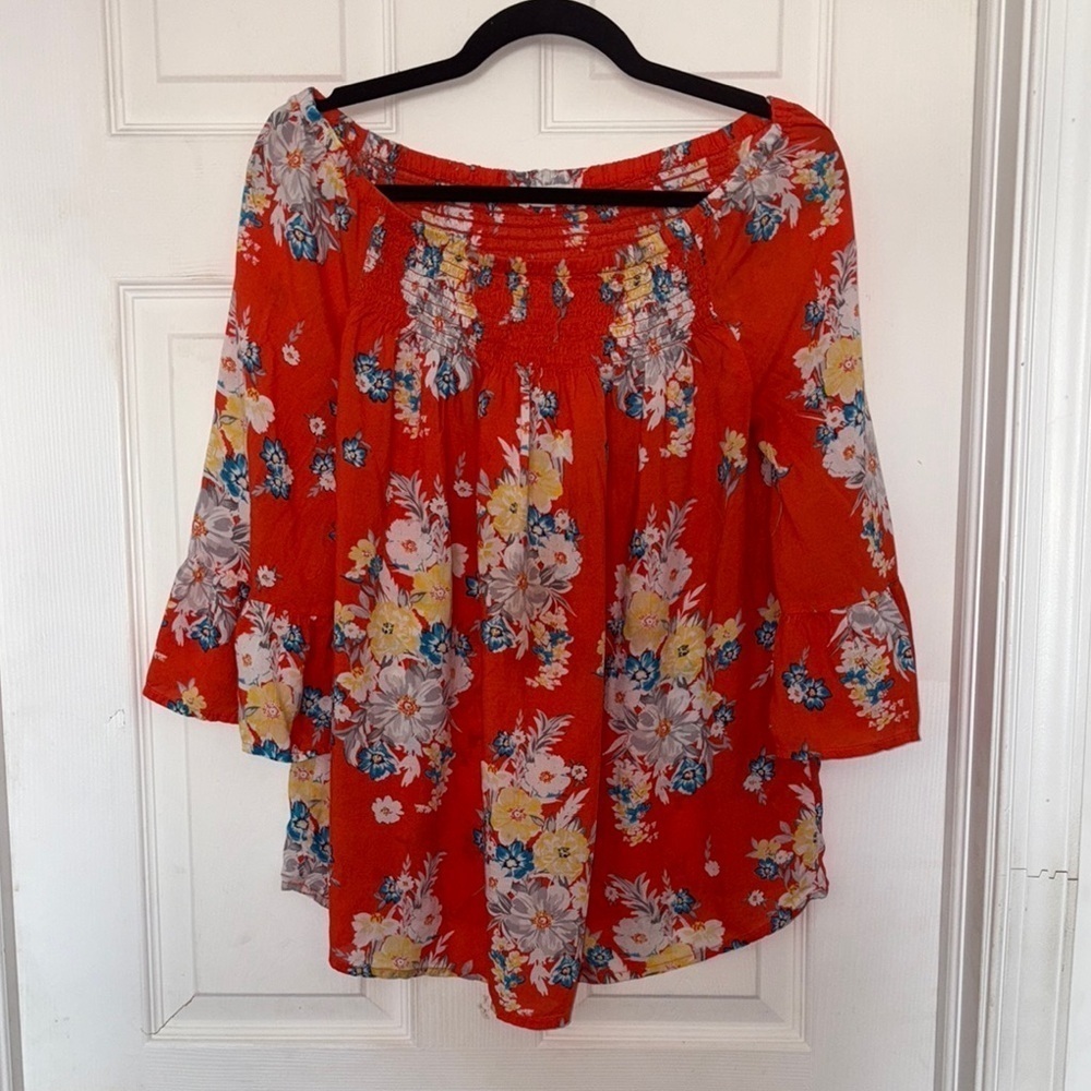 Beach Lunch Lounge Floral Bell Sleeve Top